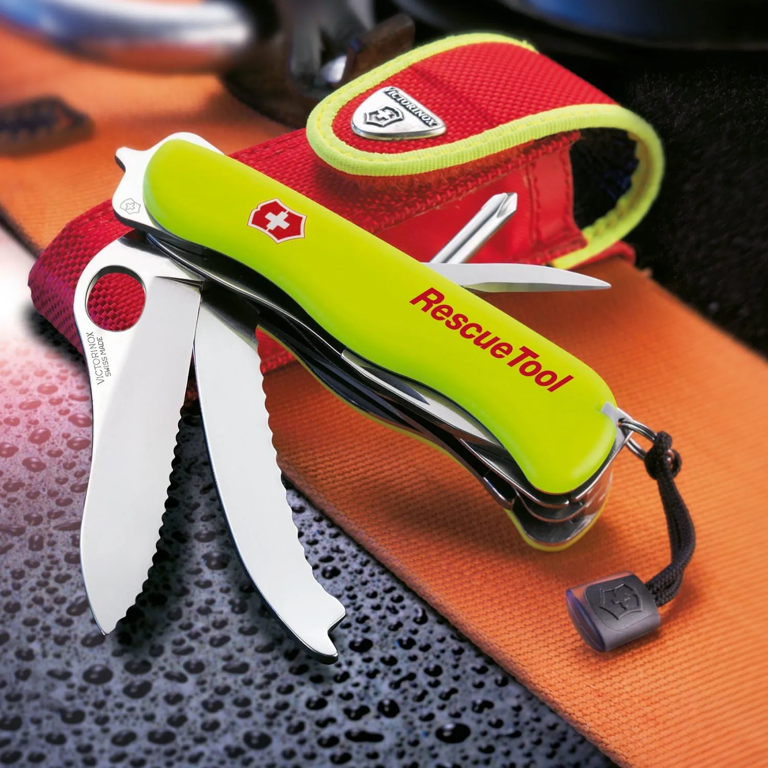 Canivete de Resgate Rescue Tool da Victorinox, ferramenta com quebra vidros e corta cintos entre outros recursos