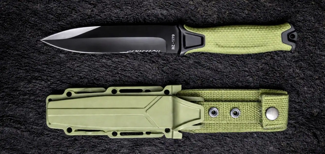 Review de Faca HZ 1179 bladmaster Strongarm na cor verde com a sua bainha versátil