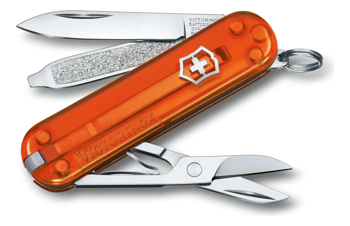 canivete multifuncional canivete victorinox 58mm talas translucida laranja